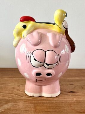 VTG ENESCO Garfield Cartoon ‘Arlene & Odie’ Ceramic Piggy Bank Vintage Garfield